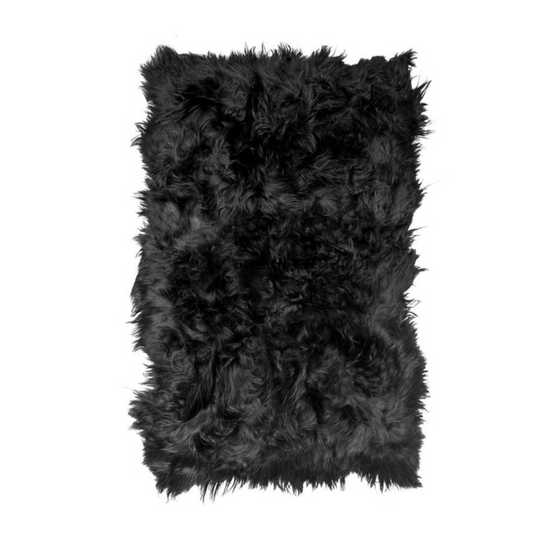 Sheepskin Design Rug, Natural Shape, Black Brown
