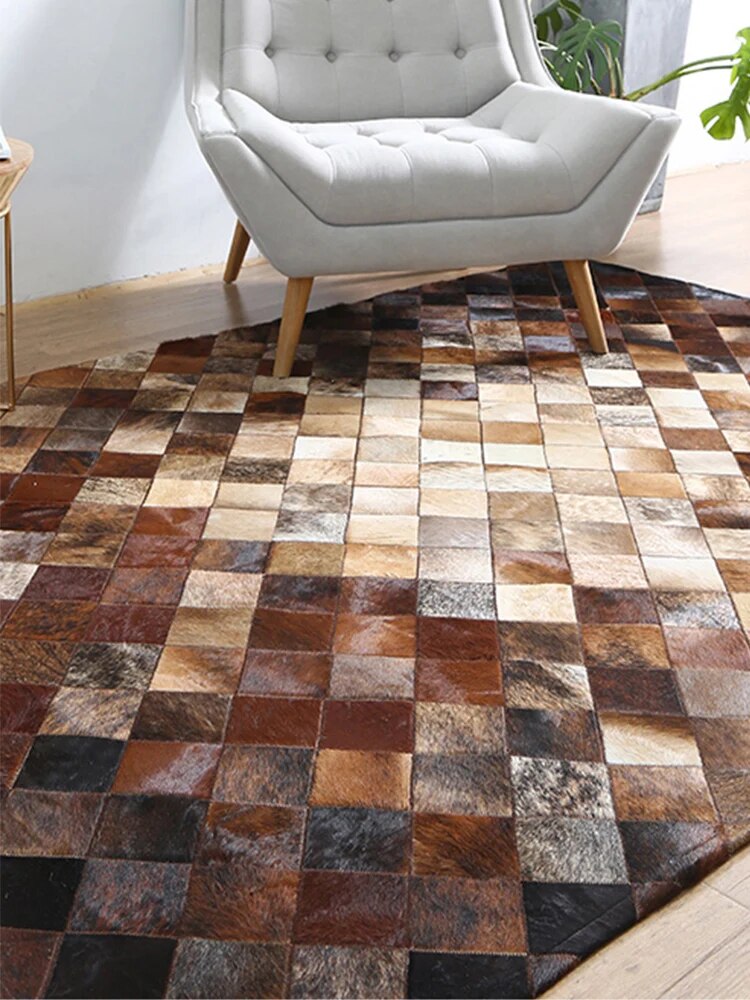 Cali Rectangle Patchwork Cowhide Rug