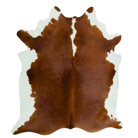 Natural Brown and White Hereford Cowhide Rug