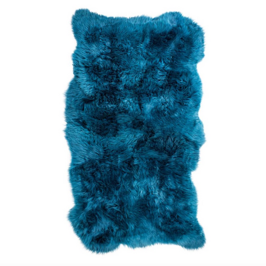 Sheepskin Design Rug, Natural Shape, Azure Blue