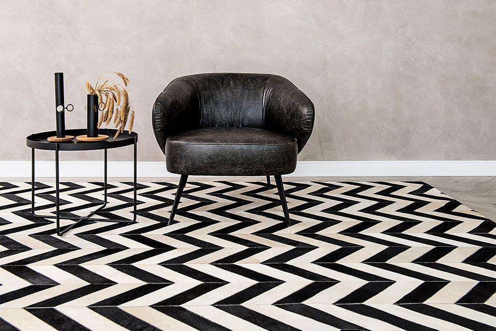No.10 Chevrons Rectangle Patchwork Cowhide Rug