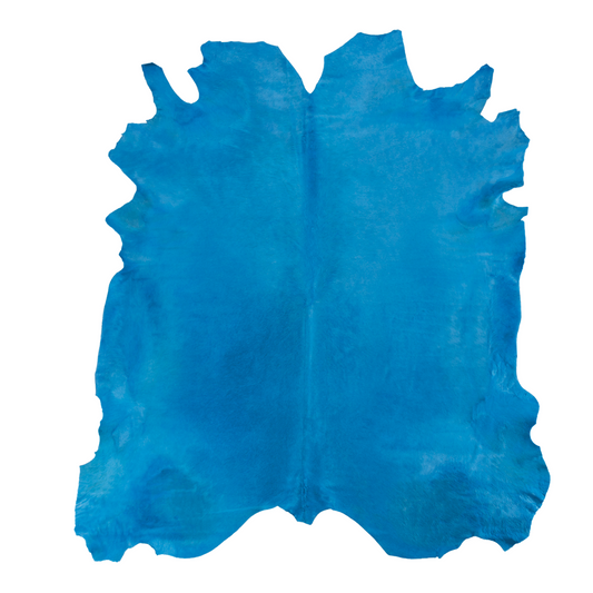 Bright Blue Italian Dyed Cowhide Rug